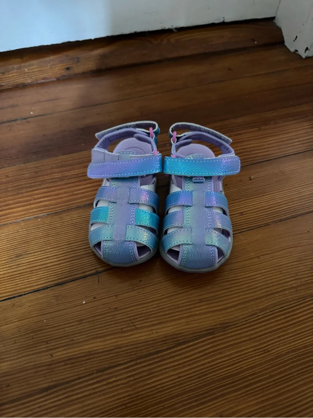 See Kai Run Pastel Purple & Teal Glitter Kids Sandals